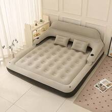 Luxury Air Mattress With Headboard& Pillows- Quick Inflate/Deflate, Includes Built-In Pump, Soft Flocked Top For Ultimate Comfort At Home Or Camping - 1pc - View 1