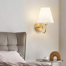1-2pcs Vintage Wall Lamp, With Fabric Lampshade, Gold/Black Optional, RGB Dimmable Bulb With Remote Control, 10cm Base, Detachable, Suitable For Corridor, Bedroom, Living Room, Kitchen, Study, Cafe, Hotel And Commercial Decoration - Multicolor - View 6