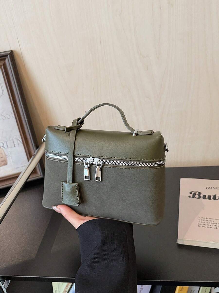 New Matte Patchwork Mini Handbag Crossbody Bag Phone Pouch, Fashionable Commuter Bag - Green - View 1