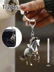 1pc White Horse Acrylic Pendant,Acrylic Keychain , Backpack Pendant, Bag Accessories,2D Flat Pendant,Multifunctional Accessories For Car Keys, Acrylic Decoration Car Pendant,Cute Horse Cartoon Family Keychain Bag Decoration ,Lobster Buckle Pendant,The Perfect Gift For Horse Lovers,Birthday Gift,Perfect For Car Keys, Backpacks - Multicolor - View 1