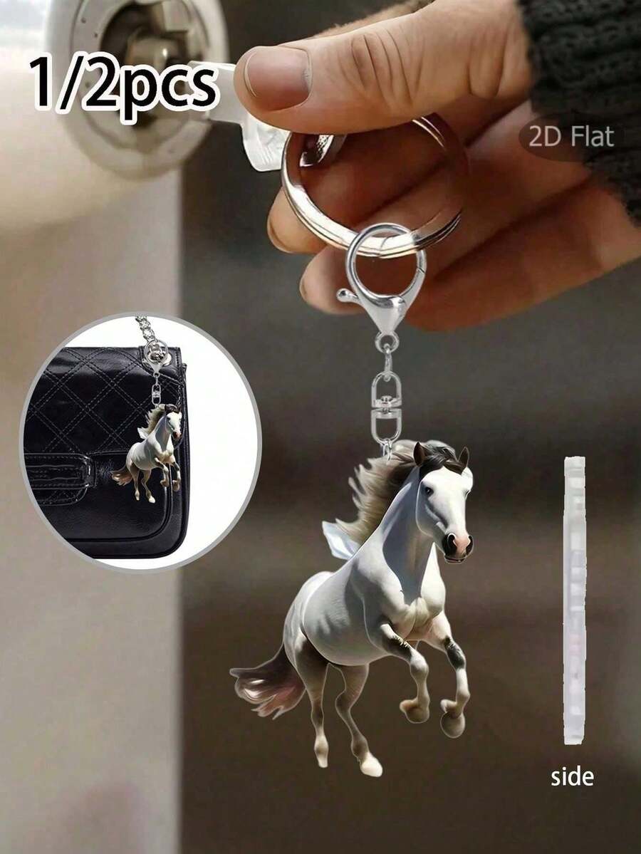 1pc White Horse Acrylic Pendant,Acrylic Keychain , Backpack Pendant, Bag Accessories,2D Flat Pendant,Multifunctional Accessories For Car Keys, Acrylic Decoration Car Pendant,Cute Horse Cartoon Family Keychain Bag Decoration ,Lobster Buckle Pendant,The Perfect Gift For Horse Lovers,Birthday Gift,Perfect For Car Keys, Backpacks - Multicolor - View 1