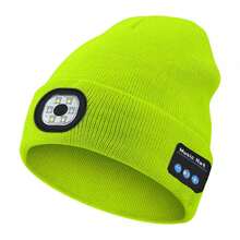 1顶带灯蓝牙针织帽，USB充电，内置6颗LED手电筒，无线耳机，男女通用，酷炫礼物，保暖冬季帽，适合滑雪、狩猎、露营、徒步、跑步、钓鱼等户外活动。 - 彩色 - 查看 21