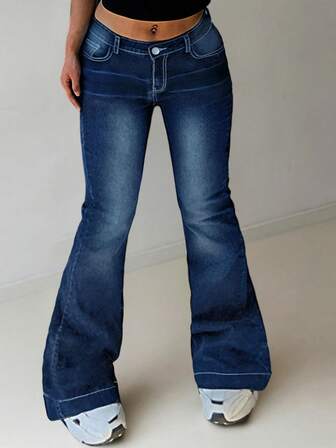 Y2K 低腰喇叭裤 - 冬季加厚保暖内衬 | 性感舒适休闲风