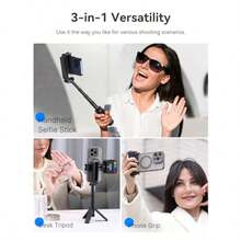 JJ02 Mini Selfie Stick Phone Tripod 3 In 1 Pocket Size Mobile Phone Grip  Stand Extendable Mini Tripod Phone Holder For   Android Smartphones - Black - View 2
