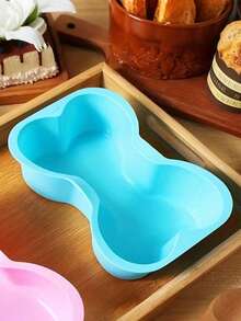 1pc Pink/1pcblue/2pcs Set Silicone Dog Bone Shaped Cake Molds, Non-Stick Baking Molds, Quick Release And Heat Resistant Cup Liners, Suitable For Dog Birthdays And Special Occasions - Multicolor - View 3