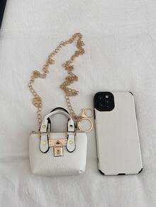 Women's Fashion Mini Handbag, New Stylish Lightweight Mini Tote Bag, Metal Chain Shoulder Crossbody Bag - White - View 6
