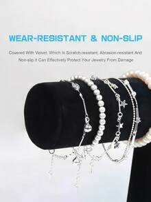 1pc Velvet Jewelry Display Stand, Elegant Jewelry Storage Box, T-Shaped Display Rack, Watch & Bracelet Jewelry Stand, Necklace, Earring Holder, Fashion Storage Solution, Desktop Decor Organizer, For Display And Storage - Stylish Accessory Rack, Suitable For Women Storage, Travel Essentials, Dorm Back To School - Black - View 7