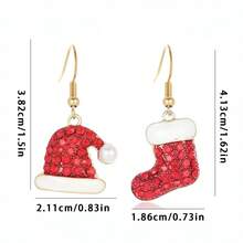 Pendientes navideños para mujer, delicados pendientes de reno con cascabel y copo de nieve, pendientes de botón/colgantes, pendientes llamativos, joyería, regalo de cumpleaños - Amarillo - Ver 7