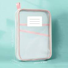 A4 双层尼龙网眼整理袋，厚 L 形文件夹大容量网眼文件袋，适合学生 - 便携式拉链背包，带手柄的科目分类袋，透明学生考试袋，文件夹，书籍和作业收纳袋，适用于学校用品，返校 - 彩色 - 查看 6