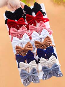 2/8/16pcs/Set Velvet Faux Pearl Bow Hair Clips Combo, Multi-Color Retro Luxury - Suitable For Girls And Women, Applicable For Daily Outings, Dates, Birthday Parties And Other Occasions, The Perfect Choice To Create A Retro Sweet Or Luxury Style, For Women, Women, Christmas Gifts, Gifts, Christmas - Multicolor - View 5