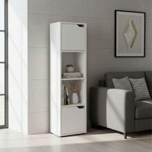 KIWI Modular Wooden Cube Shelving Unit In Various Sizes And Configurations (2 To 9 Compartments), Versatile Bookshelf For Books, Storage And Decoration, Various Colors Available - WHITE - 4 Compartments + 2 Doors | 30*29*120cm - View 5