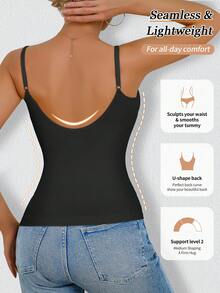 Women Seamless Shaping Top, Sexy Deep V-Neck, Bodycon, Backless, Waist & Tummy Control, Camisole, No Bra Pad