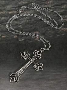 Dây chuyền thánh giá Gothic cổ điển, dây chuyền nữ phong cách Y2K, dây chuyền bạc thép không gỉ - Bạc - Xem 4