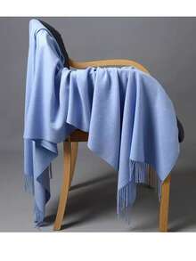 Casual Elegant Winter Scarf 150g With Fringes - 霧霾藍 - 查看 2