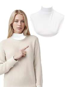 1pc Women Solid Sun Protection Casual Dickey Collar For Summer - White - View 6