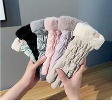 Winter Warm Gloves For Women, Thick Cotton Touchscreen Down Gloves, Cycling Cold And Wind Resistant, Plush Ski Gloves - Multicolor - View 2