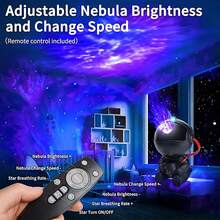 Star Projector Galaxy Night Light Astronaut Space Projector Starry Sky Nebula Ceiling LED Light For Bedroom, Home Decoration, Suitable For Children's Gifts - Black Star - View 4