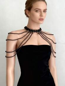 1pc Elegant White Faux Pearl Handmade Crochet Body Chain, Suitable For Women, Perfect For Parties, Fashion Shows And Gifts - 304 White - View 8