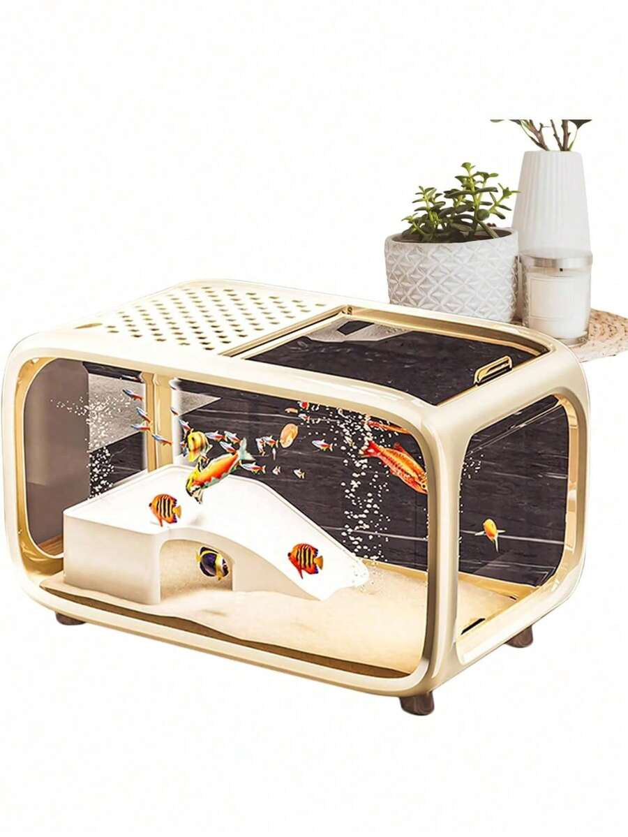 ColourTree Beige Transparent Fish Tank – Mini Aquascape Aquarium For Betta & Small Fish, Durable Acrylic, Shatter-Resistant - Nhiều màu - Xem 1