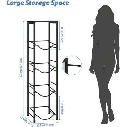 Soporte de 4 niveles para garrafón de agua de 5 galones, portabotellas de agua resistente, con estantes desmontables para oficina y sala de estar, color negro