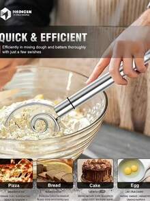 1个/2个不锈钢揉面器，手持式面包揉面器，带刮刀，双孔快速搅拌工具，适用于烹饪、打蛋、烘焙，厨房小工具，适用于餐厅、餐车、面包店 - 免运费 - 彩色 - 查看 8