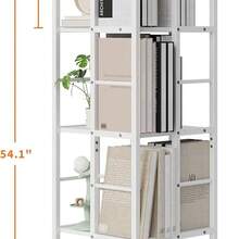 4-Tier Rotating Bookshelf, 360° Rotating Tower, Freestanding Book Storage Rack With Rails For Living Room, Bedroom, Study Apartment - White - View 6