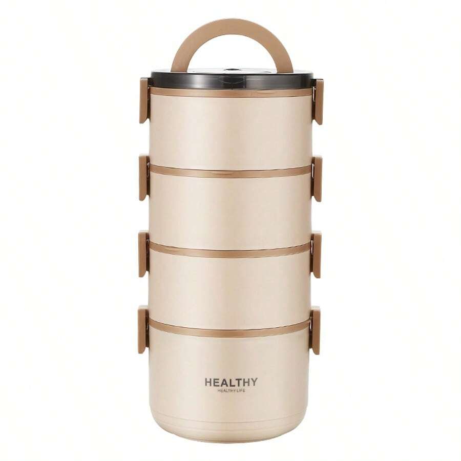 2.8L Portable Insulated Lunch Container Set For Adult, 4-Tier Stackable Stainless Steel Bento Box For Hot Food,  Thermal Food Container,Large Capacity Bento Lunch Box,304 Stainless Steel - 4 tầng - Xem 1