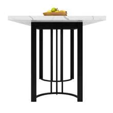 Telescopic Dining Table (140-179.5 X 80 Cm), Extendable Table, Space-Saving Kitchen Table, Metal Frame, Rectangular Table For Dining Room/Living Room, White/Black - White - View 11