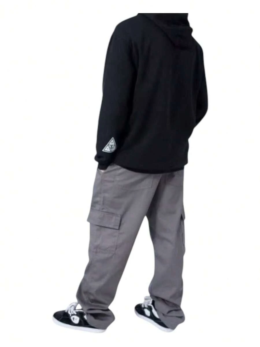Men's Black, Khaki, And Beige Skater Cargo Pants With Elastic Waistband, Sizes S To XL - 燧石 - 查看 1