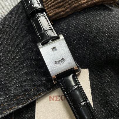 1pc Niche Design Artistic Square Watch, Retro Gold-Brown Leather Strap, Luxury Quartz Watch