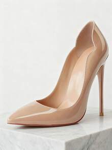 MERUMOTE 4.72"/12CM Slip On High Heels For Women Closed Pointed Toe Stilettos Sexy Wedding Party Pumps - khỏa thân - Xem 4