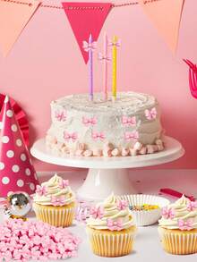 1/10/20 chiếc nơ hồng trang trí bánh cupcake, phụ kiện trang trí bánh cupcake hình nơ, thích hợp cho tiệc độc thân, lễ đính hôn, tiệc cưới theo chủ đề nơ. - Nhiều màu - Xem 3