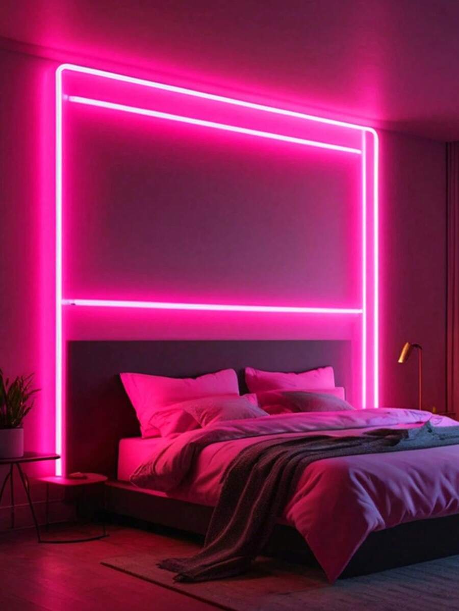 Luz de neón LED rosa, alimentada por batería, adecuada para bodas, habitación de princesa, decoración de dormitorio, iluminación de fiestas, letrero de neón, requiere baterías AA (no incluidas)