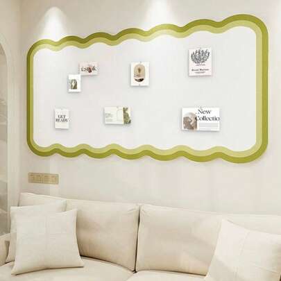 1pc Extra Large Wavy Framed Felt Memo Board, Comes With Approx. 35 Colorful Push Pins, Multipurpose Wall Decor For Home, School, Office, Photo Display, Message Board, School Supplies, Suitable For Christmas, Halloween, Valentine's Day, New Year, Birthday Celebration