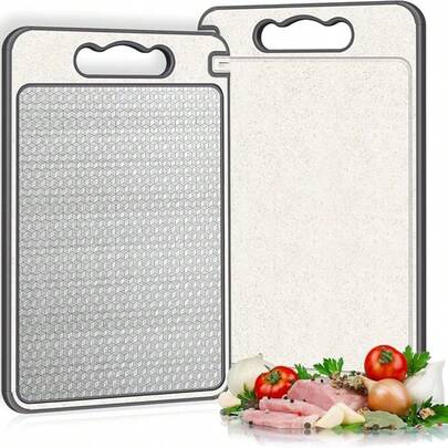 Premium Stainless Steel Cutting Board, Double-Sided Kitchen Chopping Board With Built-In Knife Sharpener & Garlic Crusher, Non-Slip Silicone Wrapped, Dishwasher , Best Gift Choice