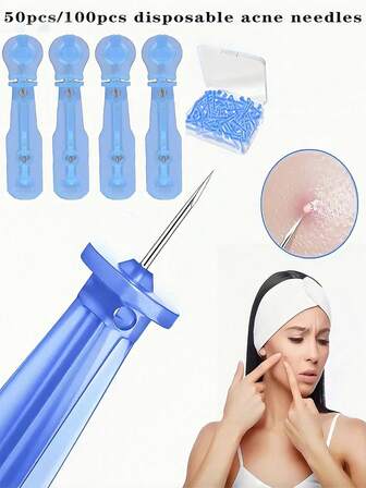 500/300/200/100/50/30/10pcs Disposable Blackhead Removal Tools, Professional Comedone Extractor, Acne Removal Tools, Hygienic, Suitable For Personal Facial Care And Salons (Flat Head Shape)