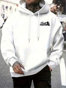 2 Sided Men's Hooded Sweatshirt With C O L D CULTURE Logo & Back Print - Double-Sided Streetwear Pullover, Casual Sweater For Spring Fall Layering White - 白色 - 查看 2