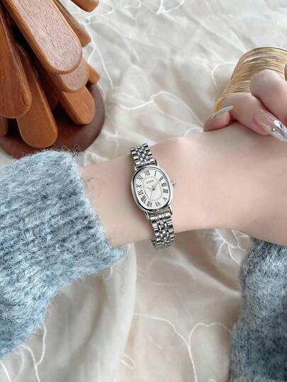 1pc Oval Vintage Luxury Niche Quartz Watch For Women, Suitable For Daily Matching, Birthday, Women's Gift, Anniversary, Year-End Promotion, Singles' Day, Halloween Promotion, No Gift Box