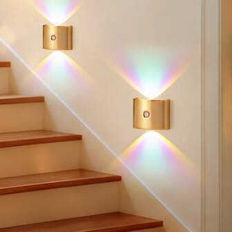 LED Smart Sensor Neon Night Light, Indoor Motion Sensor Wall Lamp, Wireless LED Wall Light, Wall Lamp, Battery-Powered, Adhesive Design, Rotatable, Portable, Easy To Install, Adjustable Color Temperature And Brightness, Suitable For Hallways, Bathrooms, Bedrooms, Kitchens, Cabinets, Stairs, Entrances, Bedside, Tables, Closets, Home Decoration, Living Room Decor, Motion Sensor Light, Bedside Lamp, LED Light, Cordless Light