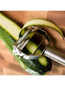 1pc Stainless Steel Multi-Function Vegetable Peeler Cutter Julienne Peeler Potato Carrot Grater Kitchen Tool - Silver - View 3