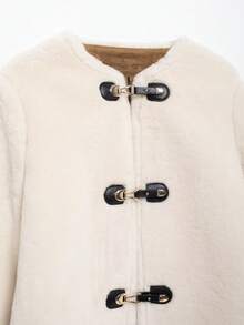 新款秋冬女装欧美风简约百搭双面领结外套 - 米色 - 查看 9