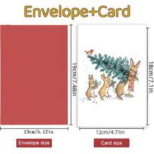 Cute Rabbit Family Christmas Card, Moving Christmas Tree With Cute Illustrations, Cute Style Christmas Emotional Expression Card, Fun And Heartwarming Card, Social Interaction Card, Christmas Gifts For Family And Friends, Thank You Card With Envelope, Christmas Greetings Card, Blessing Card, Blank Card