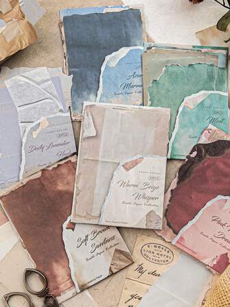 20张/包 复古做旧牛皮纸，皱纹纹理，适用于剪贴簿、多用途DIY装饰，可用于日记本、计划本、杂志等