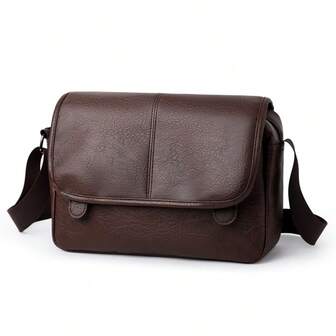 Men's One Shoulder Messenger Bag, Waterproof PU Material, Large Capacity Multi-Pocket Design, Suitable For Daily Travel, Work Commute, Also Can Be Used As Christmas Gift