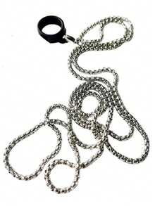 1pc Electronic Cigarette Stainless Steel Chain Lanyard Necklace With Silicone Hanging Ring Universal Anti Loss Protection Ring - Multicolor - View 2