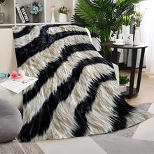 1pc Black And White Zebra Print Tiger Pattern Fleece Blanket, Soft Warm Coverlet Nap Blanket, Suitable For Sofa, Office, Bed, Camping Travel, Multi-Purpose Gift Blanket, Ideal Holiday Gift, Applicable In All Seasons - 彩色 - 查看 13