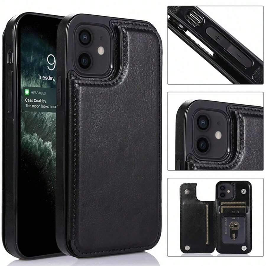 Funda tipo cartera compatible con iPhone 16, 15, 14 Plus, 13, 12 y 11 Pro Max Plus, con ranuras para tarjetas, soporte para tarjetas y doble imán. - Rosa - Ver 1
