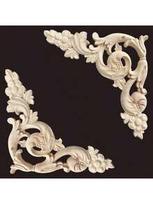 2pcs/4pcs Unfinished Wooden Carved Corner Onlays, Wooden Trims With Intricate European Style Relief Patterns, Suitable For Cabinets, Doors, Furniture, Walls, Entryways, Stairs Decoration, DIY Decor - Multicolor - View 12