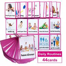 Lachilly 44pcs Cards, Including Daily Routine & English Vocabulary Flashcards, Suitable For Children, Toddlers, Kindergarten, Daycare, Homeschool, Ideal For Classroom, Learning Materials And Early English Learning Tools - Multicolor - View 3