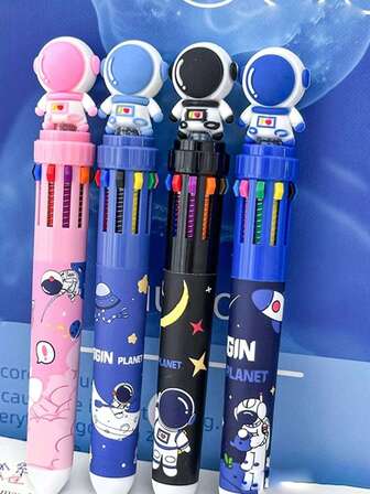 1set/1pc Random Color Random Packaging 1pc Neutral Cartoon Bear Multi-Color Pen Ten In One Pressure Multi-Color Pen Ballpoint Pen Daily Gel Pen Painting Receipt Mark (Random Pattern) (Random Color)Office, School, Drawing,Student,Markers,Stationery,Boys,Girls,School Supplies Halloween Decoration